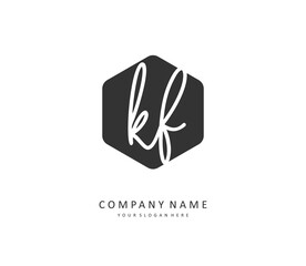 KF Initial letter handwriting and signature logo. A concept handwriting initial logo with template element.