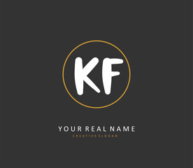 KF Initial letter handwriting and signature logo. A concept handwriting initial logo with template element.