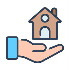 Fototapeta na wymiar mortgage insurance color outline icon, business and finance icon.