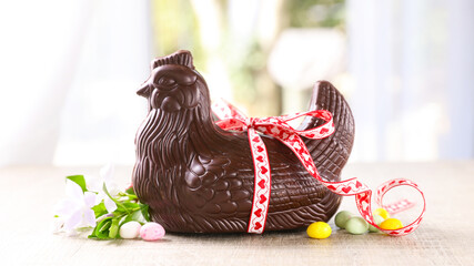 chocolate easter with ribbon and flower