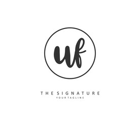 UF Initial letter handwriting and signature logo. A concept handwriting initial logo with template element.