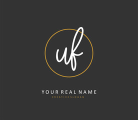 UF Initial letter handwriting and signature logo. A concept handwriting initial logo with template element.
