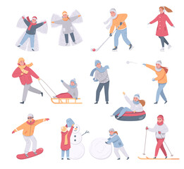Fototapeta na wymiar Winter Activities Icon Set