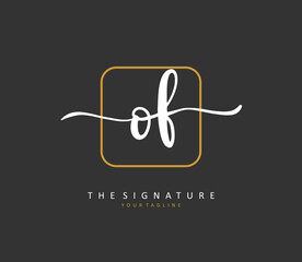 OF Initial letter handwriting and signature logo. A concept handwriting initial logo with template element.