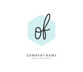 OF Initial letter handwriting and signature logo. A concept handwriting initial logo with template element.