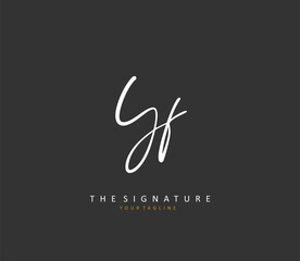 YF Initial letter handwriting and signature logo. A concept handwriting initial logo with template element.