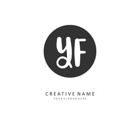 YF Initial letter handwriting and signature logo. A concept handwriting initial logo with template element.