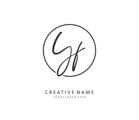 YF Initial letter handwriting and signature logo. A concept handwriting initial logo with template element.