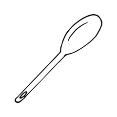 spoon icon, sticker. sketch hand drawn doodle style. vector, minimalism, monochrome. dishes, cooking, food.
