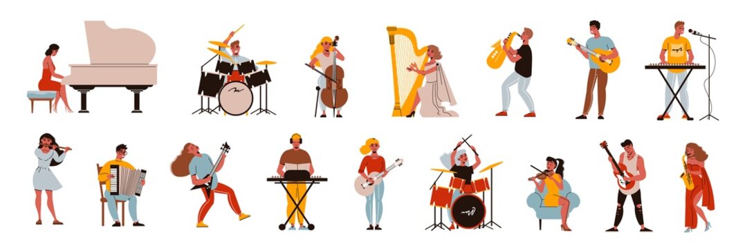 Musicians Characters Icon Set