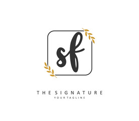 SF Initial letter handwriting and signature logo. A concept handwriting initial logo with template element.