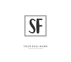 SF Initial letter handwriting and signature logo. A concept handwriting initial logo with template element.