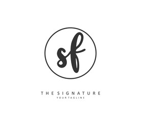 SF Initial letter handwriting and signature logo. A concept handwriting initial logo with template element.