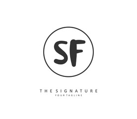 SF Initial letter handwriting and signature logo. A concept handwriting initial logo with template element.
