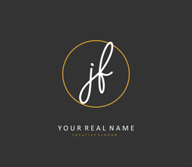 JF Initial letter handwriting and signature logo. A concept handwriting initial logo with template element.