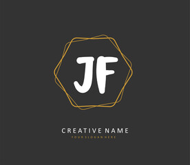JF Initial letter handwriting and signature logo. A concept handwriting initial logo with template element.