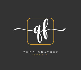 QF Initial letter handwriting and signature logo. A concept handwriting initial logo with template element.