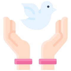Hands release Dove icon, International Women's Day related vector