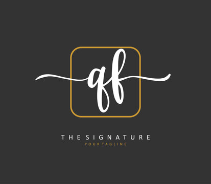 QF Initial letter handwriting and signature logo. A concept handwriting initial logo with template element.
