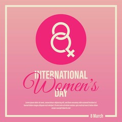 Woman Day in 8 march design concept. International Women's Day Symbol Banner for Social Media Post in Square Pink Background
