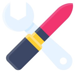 Crossed Lipstick and wrench icon, International Women's Day related vector