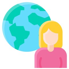 Woman with Globe icon, International Women's Day related vector