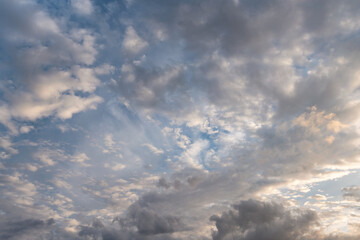 Evening sky with some grey and dark clouds