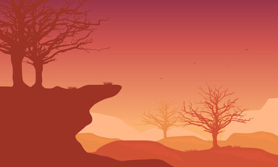 Naklejka premium Beautiful afternoon views over the countryside at dusk. Vector illustration