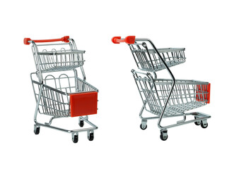 Shopping trolley cart isolated on white background and clipping path