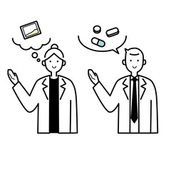 お薬の説明をする薬剤師さんイラスト素材