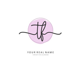 TF Initial letter handwriting and signature logo. A concept handwriting initial logo with template element.