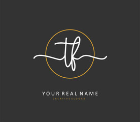 TF Initial letter handwriting and signature logo. A concept handwriting initial logo with template element.