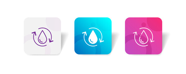 water drop recycle arrow pixel perfect icon set bundle in line, solid, glyph, 3d gradient style