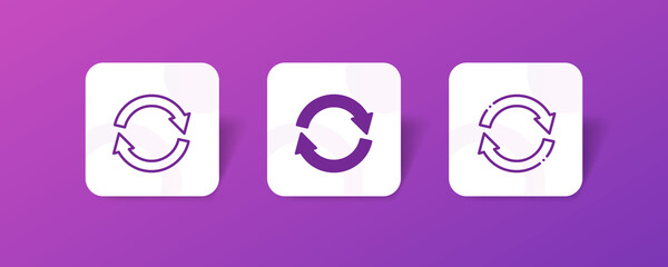 recycle, reuse, refresh arrow pixel perfect icon set bundle in line, solid, glyph, 3d gradient style