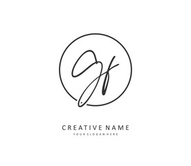 GF Initial letter handwriting and signature logo. A concept handwriting initial logo with template element.