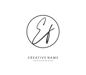 EF Initial letter handwriting and signature logo. A concept handwriting initial logo with template element.