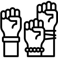 Many Raised Fists icon, International Women's Day related vector
