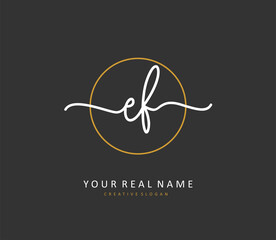 EF Initial letter handwriting and signature logo. A concept handwriting initial logo with template element.