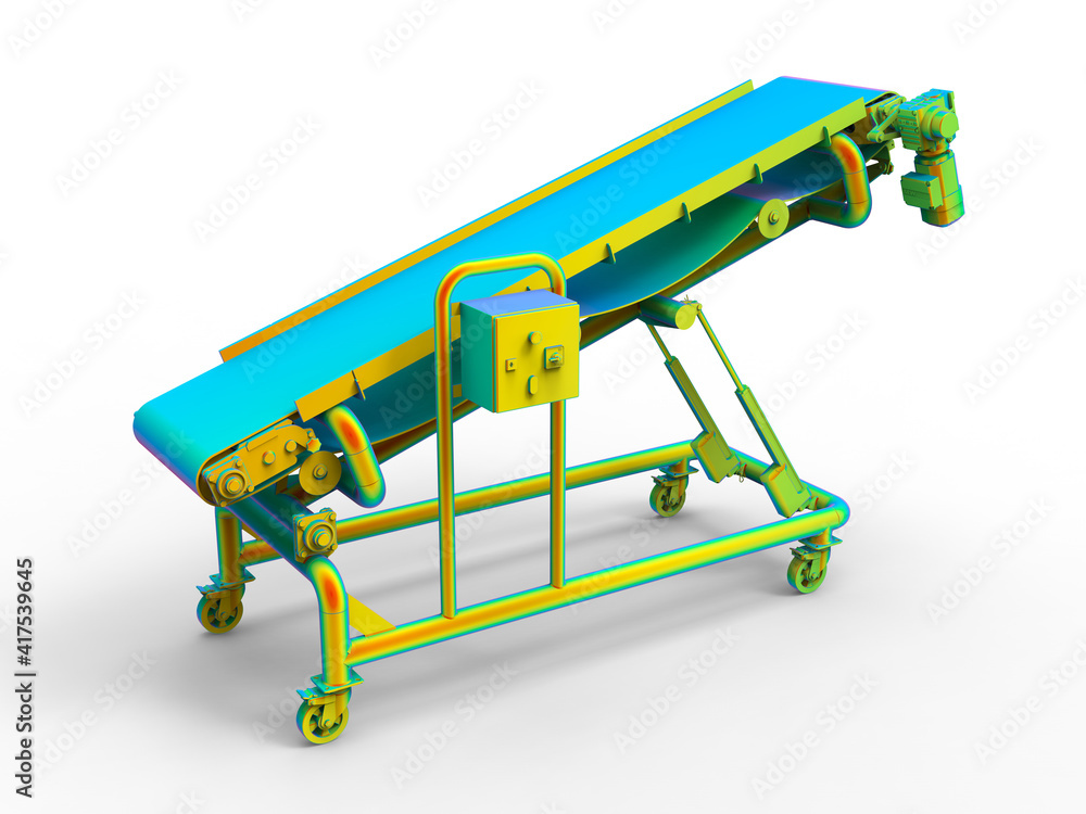 Aufkleber 3d rendering - inclined conveyor belt finite element analysis