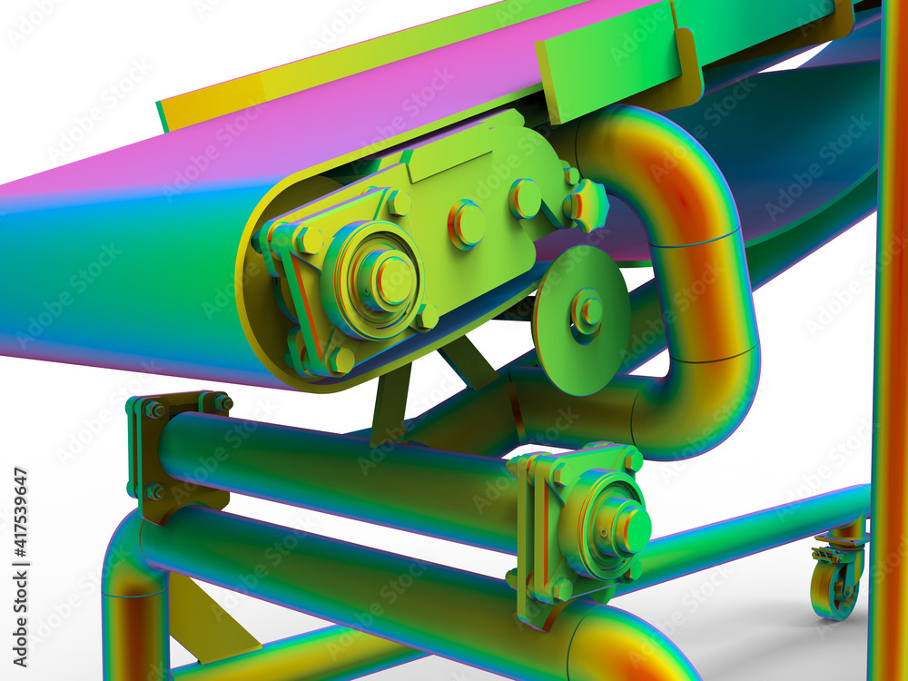 Aufkleber 3d rendering - conveyor component finite element analysis