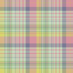 Seamless pattern in festive yellow, green, violet and pink colors for plaid, fabric, textile, clothes, tablecloth and other things. Vector image.