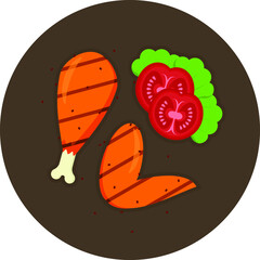 Fried Chicken food flat design
