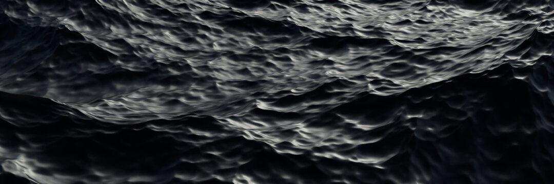 3D Rendered Abstract Black Wave Background