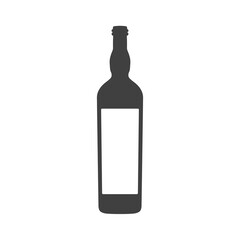 Vector wine bottle with label isolated on white background.