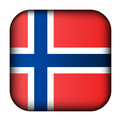 Glass light ball with flag of Norway. Squared template icon. Norwegian national symbol. Glossy realistic cube, 3D abstract vector illustration highlighted. Big quadrate, foursquare