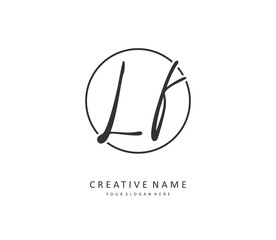 LF Initial letter handwriting and signature logo. A concept handwriting initial logo with template element.