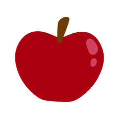 Red apple - single design vector element. Flat style illustration for sticker, poster, card, pattern, icon. Summer food art, hand drawn. Cartoon art.