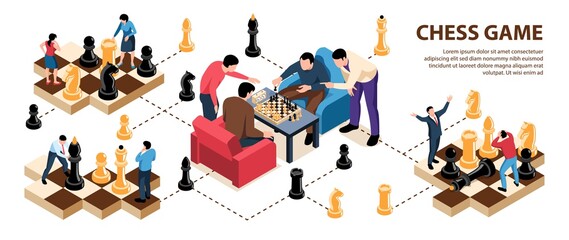 Obraz premium Chess Game Isometric Infographics