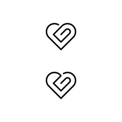 g initial love logo design vector template