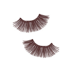 False women long eyelashes, hand drawn sketch vector illustration isolated.